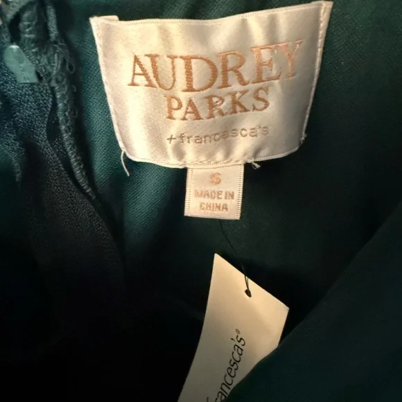 Audrey Parks Francesca’s Tie-Shoulder Forest Green Wide-Leg Jumpsuit Women - Picture 6 of 9